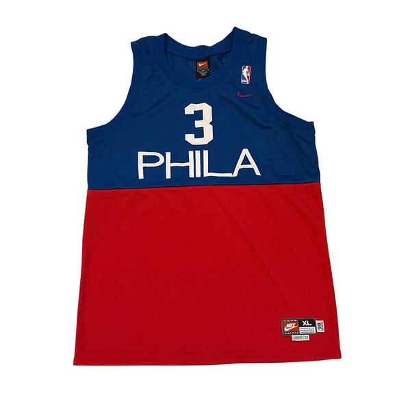 Philadelphia 76ers Allen Iverson #3 Basketball Jersey Youth XL Blue Red +2 Nike - Picture 1 of 10